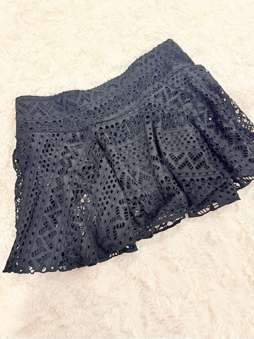 Black Crochet A-Line Swim Skirt - Women's L